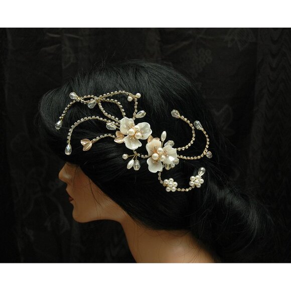Bridal Rhinestone Pearl Headpiece main image 9